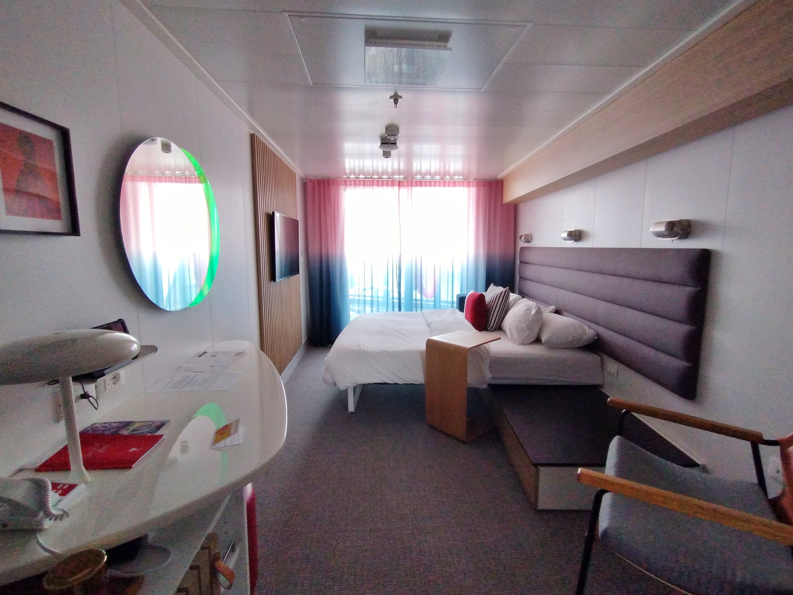 inside a cruise cabin with modern touches