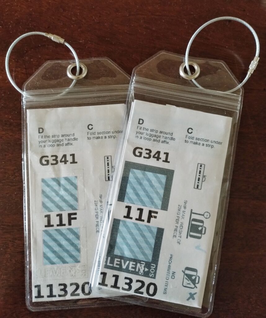 Luggage labels for P&O Iona cruise
