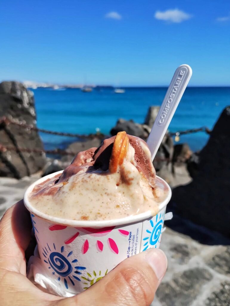 a melting ice cream in a tub