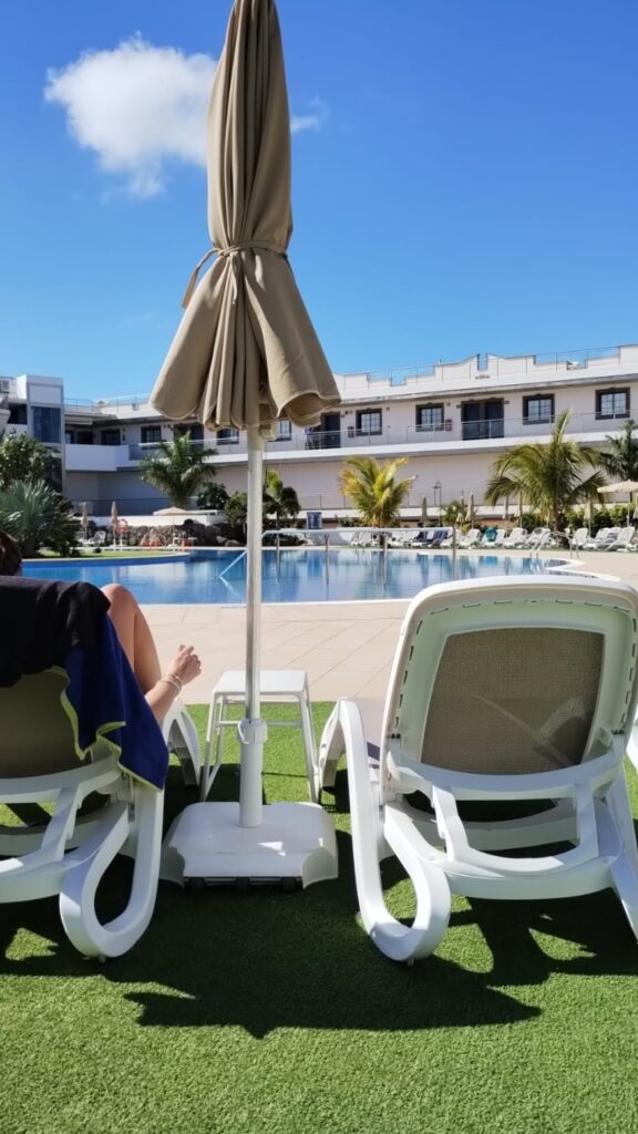 a poolside umbrella