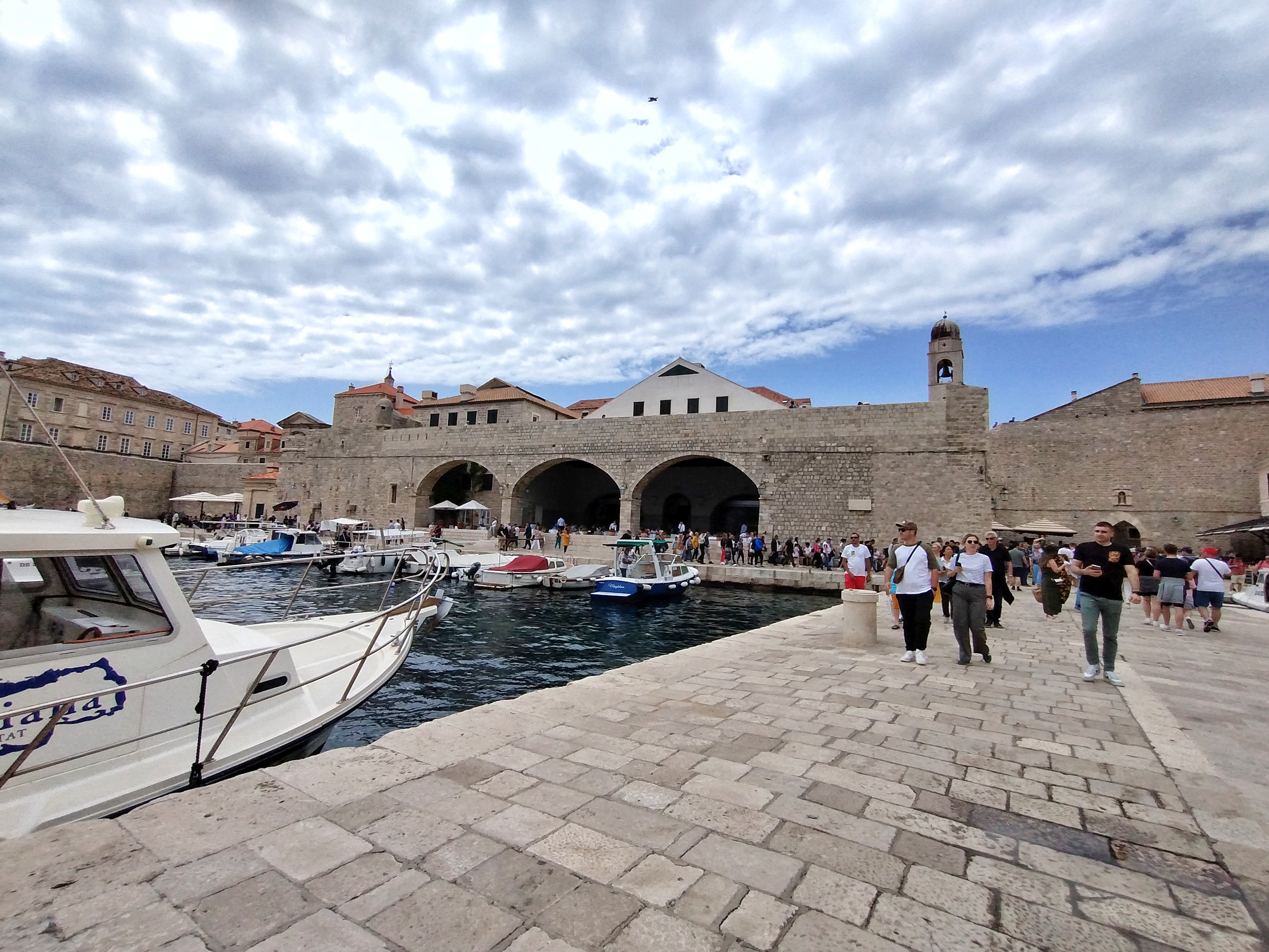 Arrival area on boat at dubrovnik on a sunny day