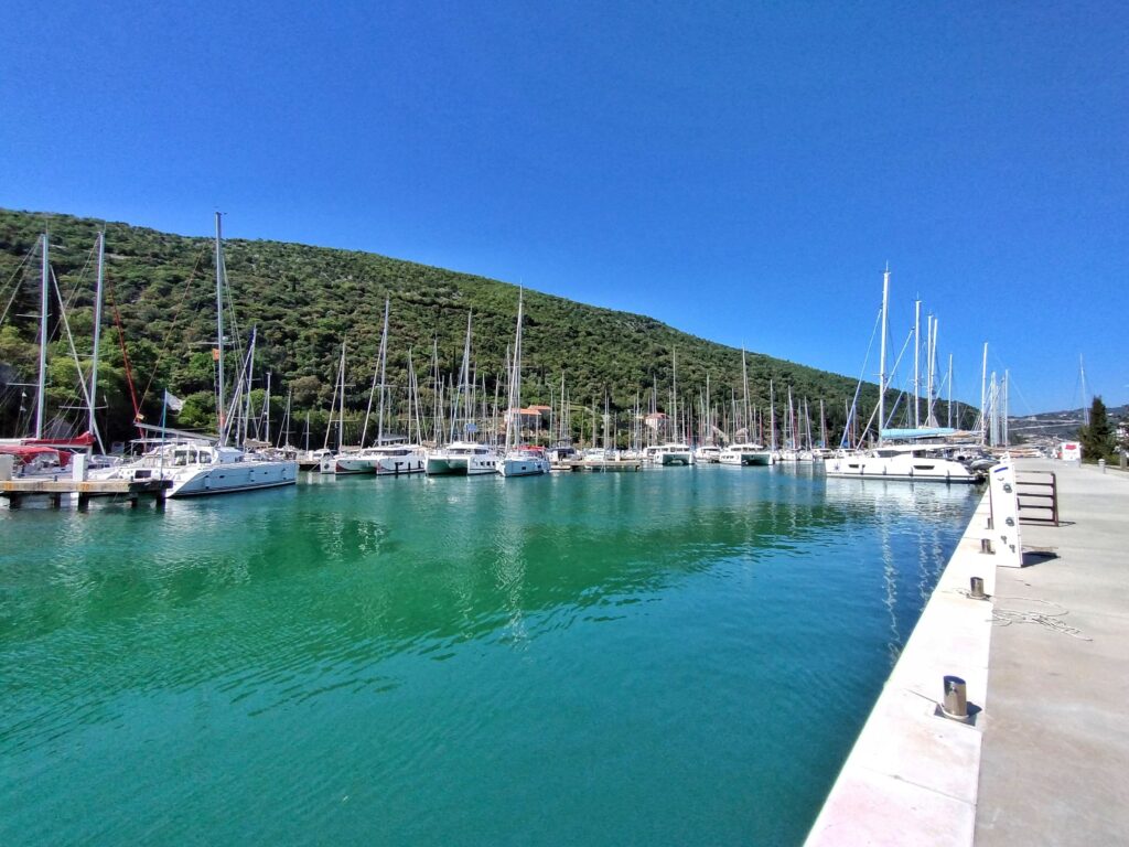 ACI Marina dubrovnik and sailong yachts on a sunny clear day