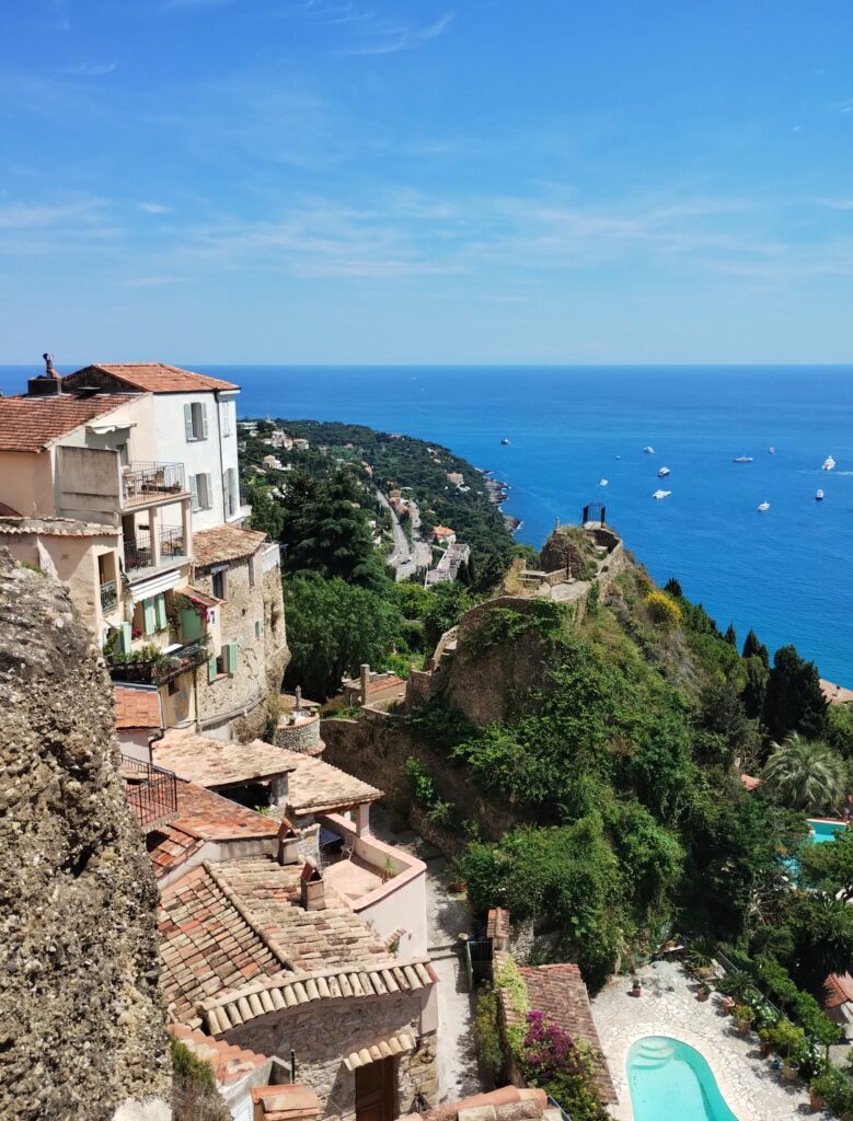 view over the rooftops to the sea