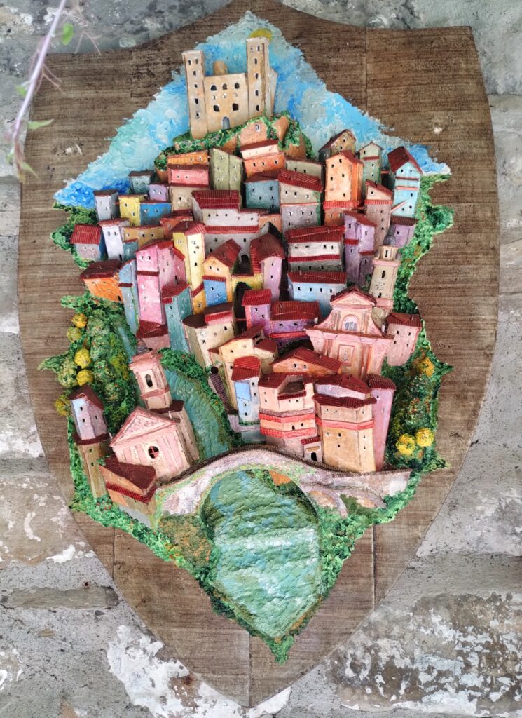 wooden carving of dolceacqua